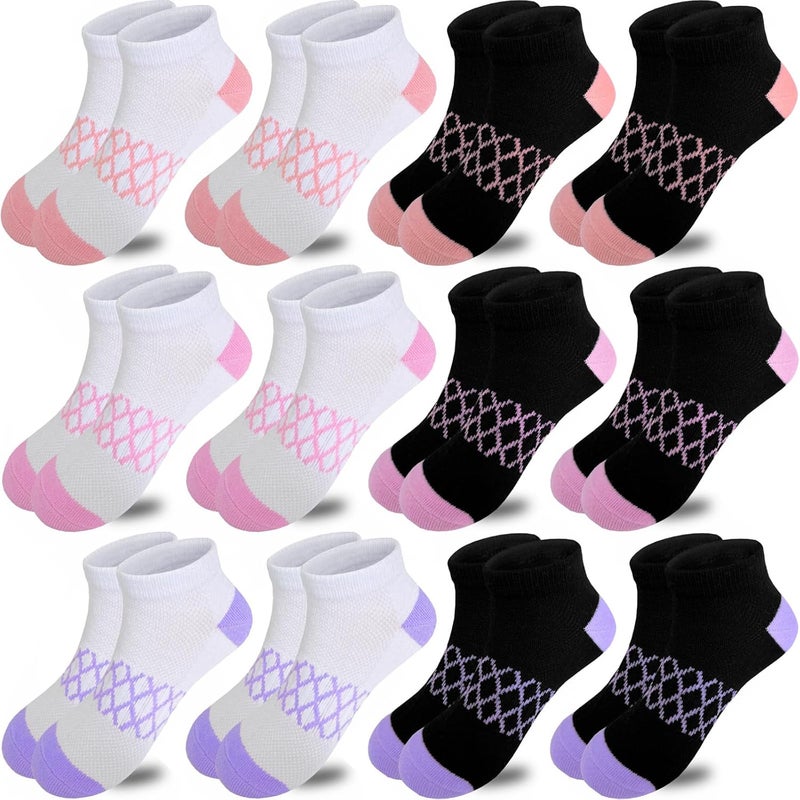 Bemeol Girls Socks 12 Pairs Ankle Socks Girls Athletic Running Low Cut Sports Sock for Little Big Girl - Image 1